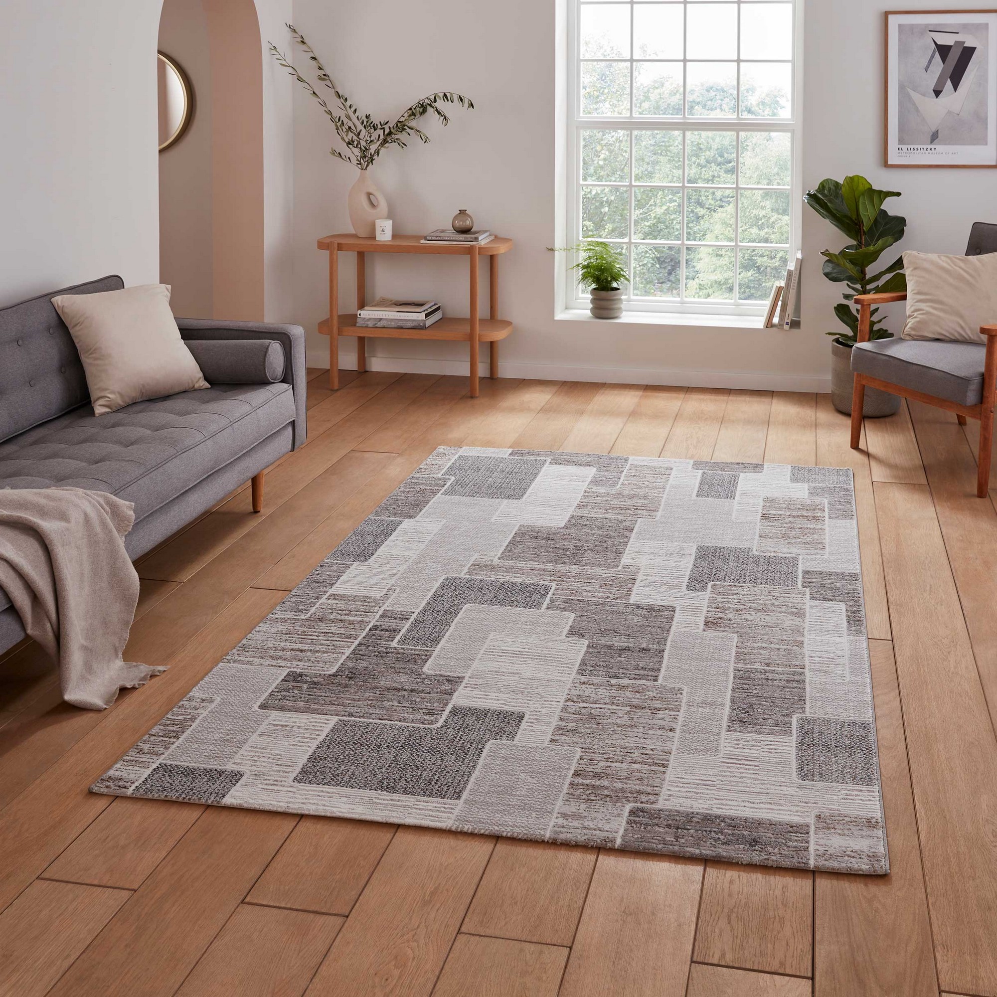 Creation 50178 Modern Geometric Rugs In Bronze Beige